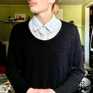 Black Knit Collared Top